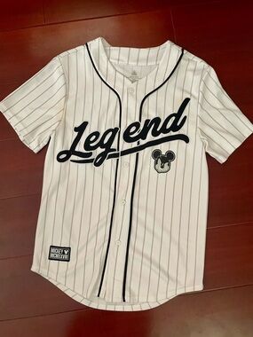 Disney White Jersey with Black Pinstripes